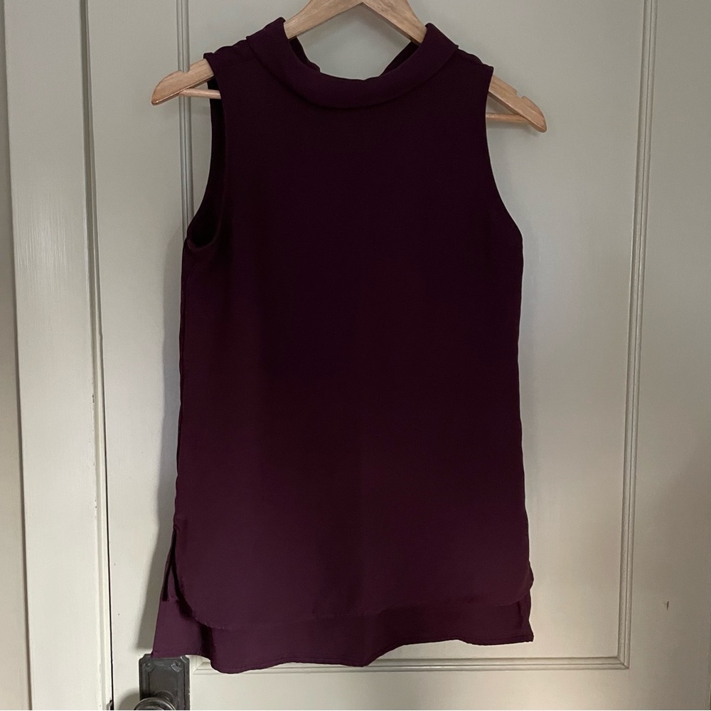 Ann Taylor Factory Maroon High Neck Tunic Blouse